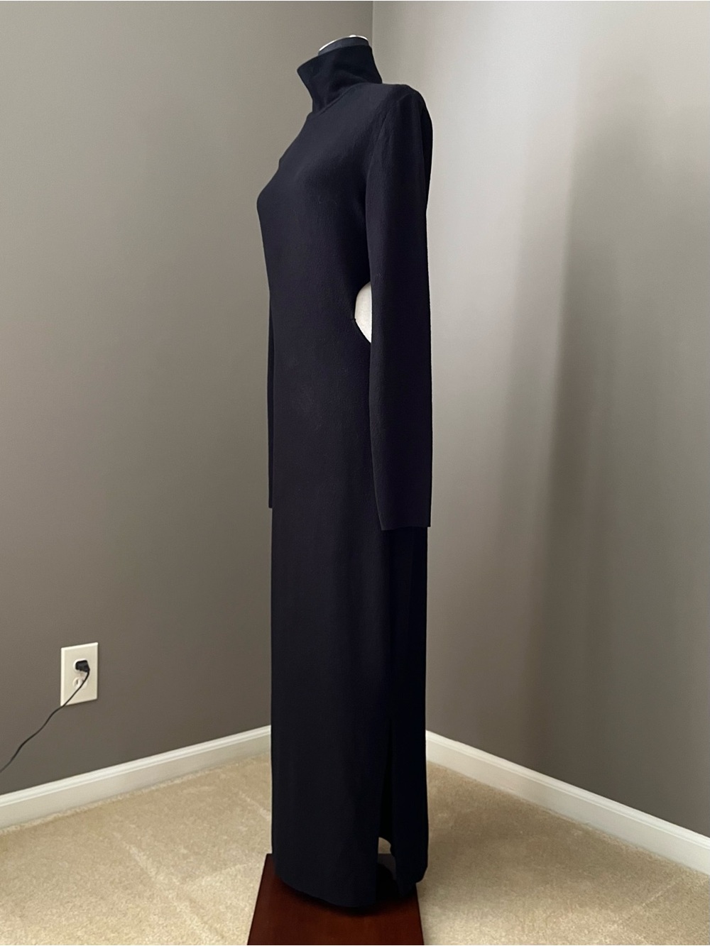 NWT thom/krom - Fleece Open Back Turtleneck Dress in Black - L